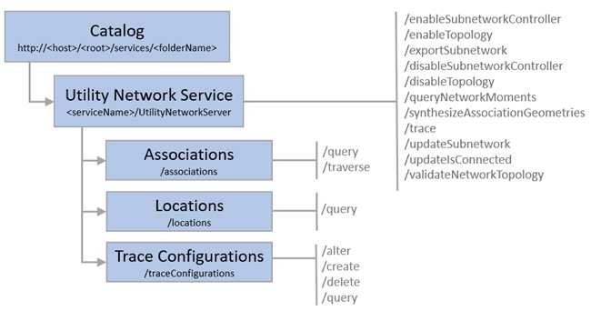 Resources and operations available in the Utility Network service