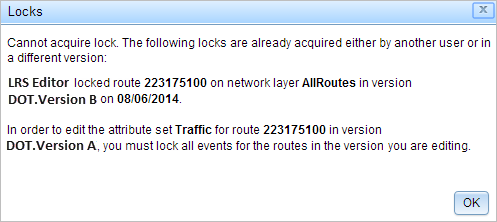 Route lock acquired by another user